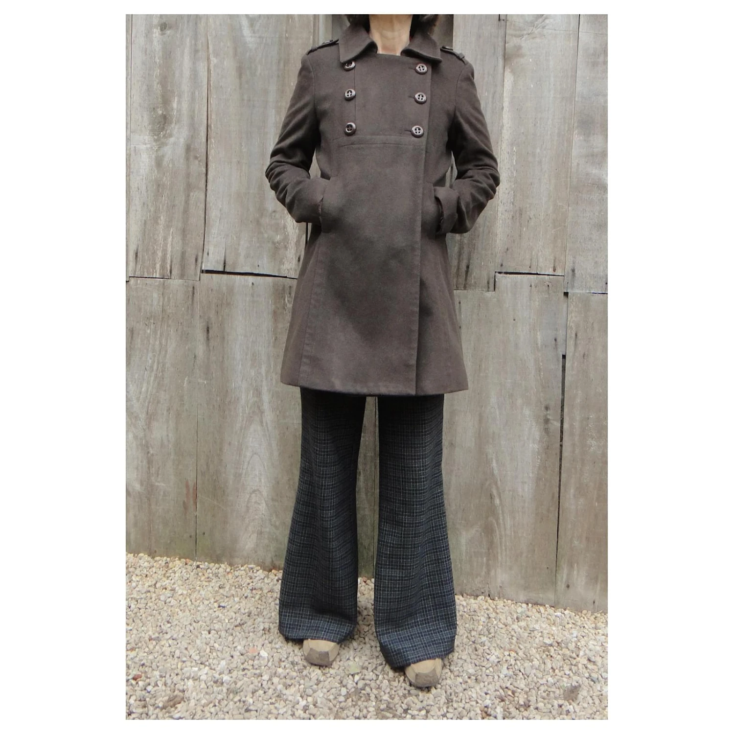 Manteau Tara Jarmon T 40 Marron Foncé 2 Manteau Tara Jarmon T 40 Marron Foncé – Image 2