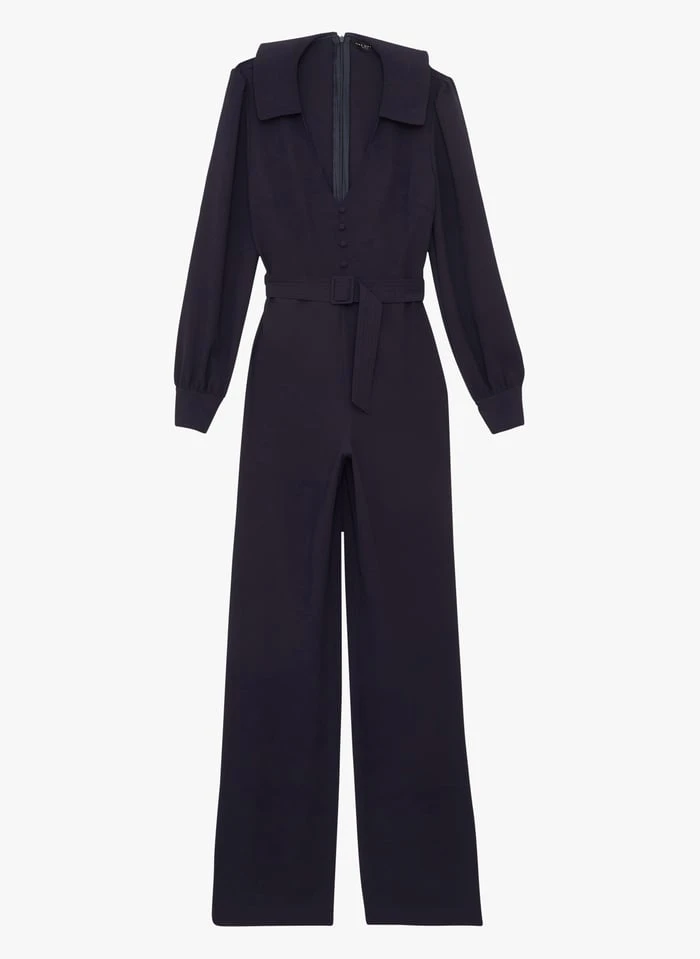 Tara Jarmon CECILY - Combinaison Col V | Bleu 2 Tara Jarmon CECILY - Combinaison Col V | Bleu – Image 2