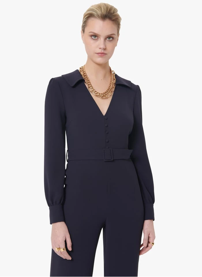 Tara Jarmon CECILY - Combinaison Col V | Bleu 1 Tara Jarmon CECILY - Combinaison Col V | Bleu