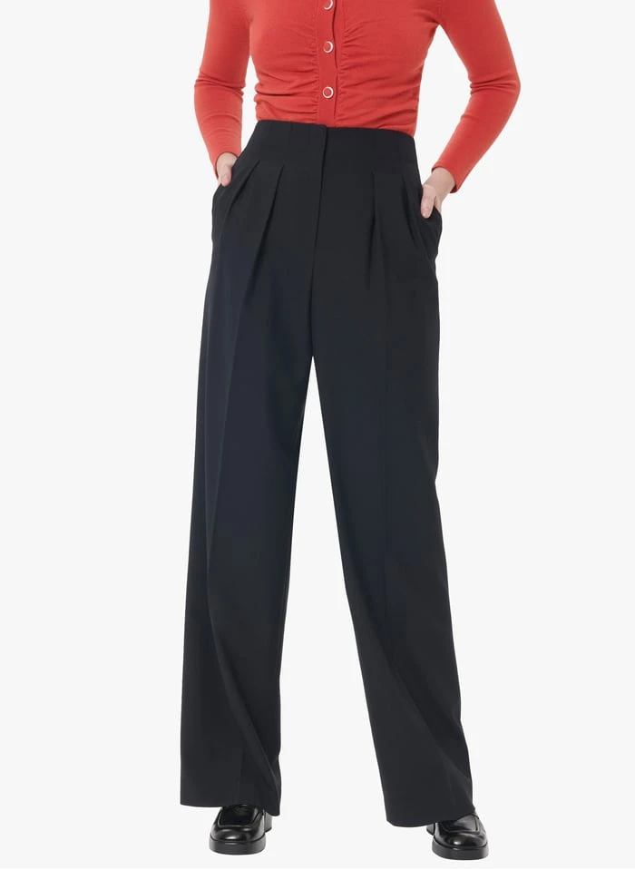 Tara Jarmon PARIGI - Pantalon Large Taille Haute | Noir 1 Tara Jarmon PARIGI - Pantalon Large Taille Haute | Noir