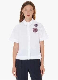 Tara Jarmon CAMMIE - Chemise Col Classique En Popeline De Coton Mélangé | Blanc