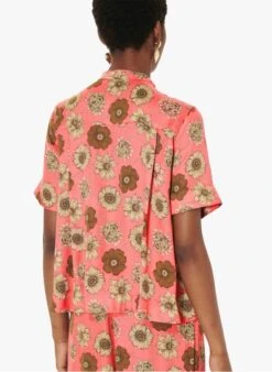Tara Jarmon CAMIN - Chemise Col Rond Imprimée | Rose -Place 4029878