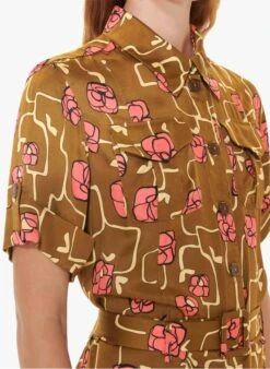 Tara Jarmon COLOMBE - Combinaison Col Classique Imprimée | Marron -Place 4029890