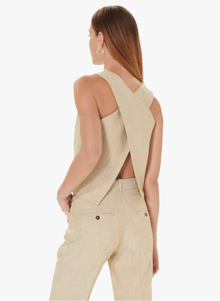 Tara Jarmon GIANI - Gilet Col V | Beige 2 Tara Jarmon GIANI - Gilet Col V | Beige – Image 2