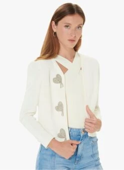 Tara Jarmon GLENN - Gilet à Couers Brodés En Coton Mélangé | Blanc