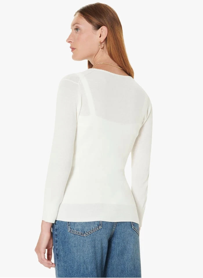 Tara Jarmon GAETAN - Gilet Col Rond En Coton | Blanc 2 Tara Jarmon GAETAN - Gilet Col Rond En Coton | Blanc – Image 2