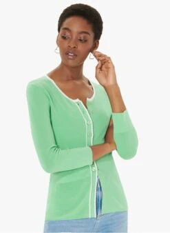 Tara Jarmon GAETAN - Gilet Col Rond En Coton | Vert