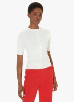 Tara Jarmon GABRIELLE - Gilet Col Rond En Coton Extrafin | Blanc