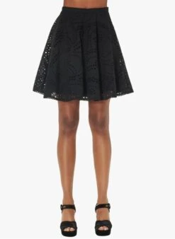 Tara Jarmon JENESSA - Jupe évasée En Dentelle En Coton | Noir