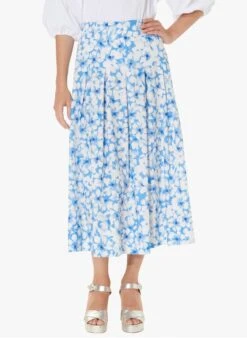 Tara Jarmon JAVOUE - Jupe Midi évasée En Coton | Bleu