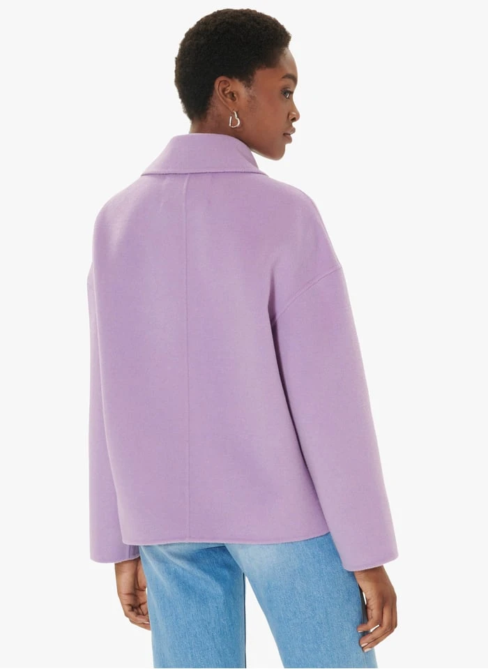 Tara Jarmon MADRID - Manteau Court Ample En Laine Mélangée | Violet 2 Tara Jarmon MADRID - Manteau Court Ample En Laine Mélangée | Violet – Image 2