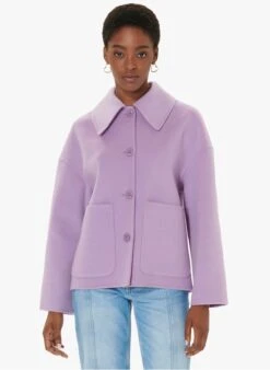 Tara Jarmon MADRID - Manteau Court Ample En Laine Mélangée | Violet
