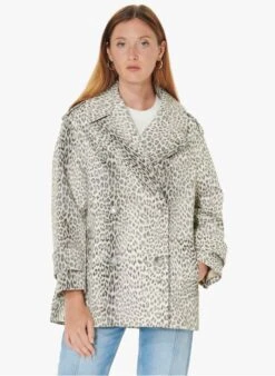 Tara Jarmon MAXENCE - Manteau Imprimé Col Tailleur | Blanc