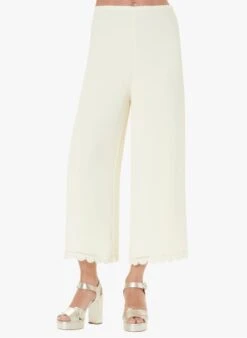 Tara Jarmon POSITIVE - Pantalon Large Festonné | Blanc