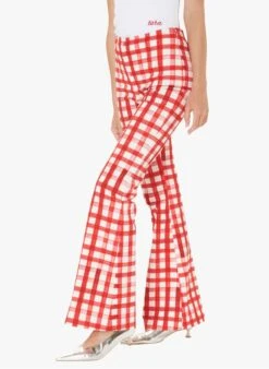 Tara Jarmon POLSKA - Pantalon Taille Haute Vichy En Coton Mélangé | Rouge