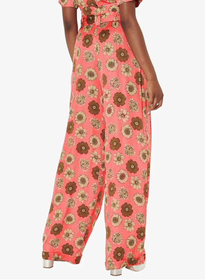 Tara Jarmon PYLA - Pantalon Large Taille Haute Imprimé | Rose 2 Tara Jarmon PYLA - Pantalon Large Taille Haute Imprimé | Rose – Image 2