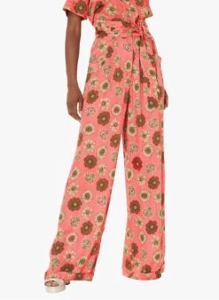 Tara Jarmon PYLA - Pantalon Large Taille Haute Imprimé | Rose