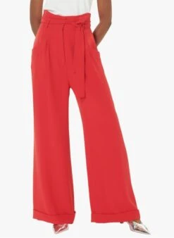 Tara Jarmon PYLA - Pantalon Large Taille Haute | Rouge