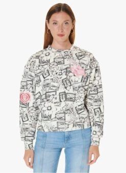 Tara Jarmon PAOLO - Sweatshirt Col Rond En Coton Mélangé Imprimé | Gris