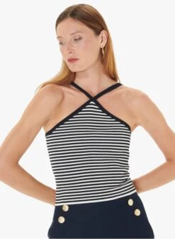 Tara Jarmon POSITANO - Débardeur Court à Rayures | Bleu