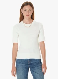 Tara Jarmon PIERRINA - Pull Col Rond Aspect Torsadé En Coton | Blanc