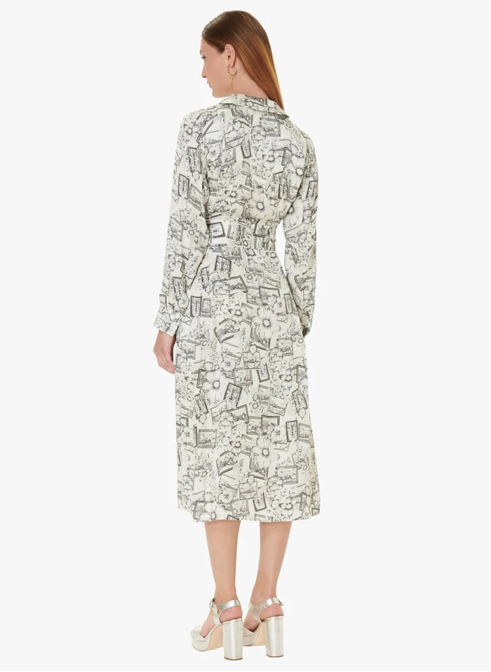 Tara Jarmon RACHELE - Robe Midi Col Chemise à Imprimés | Blanc 4 Tara Jarmon RACHELE - Robe Midi Col Chemise à Imprimés | Blanc – Image 4