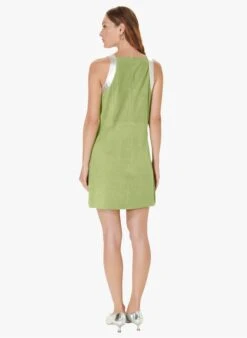 Tara Jarmon RANDY - Robe Courte Col V En Cuir Métallisé | Kaki -Place 4030249