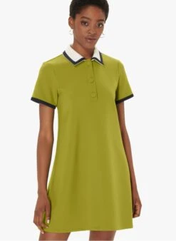 Tara Jarmon RITOURNELLE - Robe Polo Courte à Col Polo | Kaki