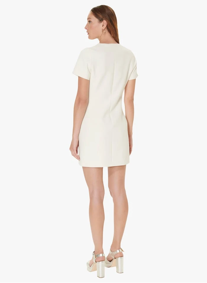 Tara Jarmon ROSSIA - Robe Courte Col Rond à Rayure | Blanc 4 Tara Jarmon ROSSIA - Robe Courte Col Rond à Rayure | Blanc – Image 4