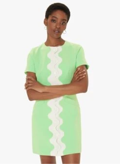 Tara Jarmon ROSSIA - Robe Courte Col Rond à Rayure | Vert