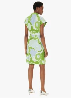 Tara Jarmon RAJAH - Robe Midi Col Classique Imprimée En Lin | Vert -Place 4030308