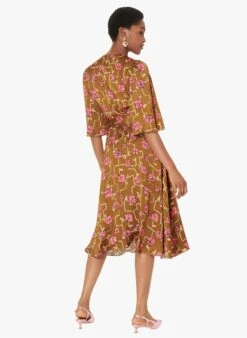 Tara Jarmon RAVA - Robe Longue Col V Imprimé Floral | Marron -Place 4030313