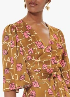 Tara Jarmon RAVA - Robe Longue Col V Imprimé Floral | Marron -Place 4030314