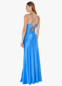 Tara Jarmon RAFAELE - Robe Longue Col Rond à Bretelles | Bleu -Place 4030410