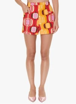 Tara Jarmon STELLA - Short Imprimé En Coton Strertch | Rouge