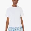 Tara Jarmon TARA - Tee Shirt Col Rond Boutonné En Coton | Blanc