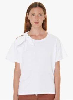 Tara Jarmon TARABOW - Tee-shirt à Noeud En Coton | Blanc