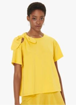 Tara Jarmon TARABOW - Tee-shirt à Noeud En Coton | Jaune