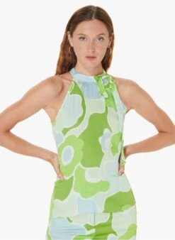 Tara Jarmon TIERRI - Blouse Sans Manches Imprimée En Viscose | Vert
