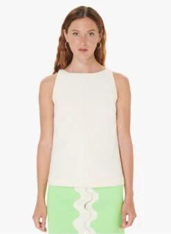 Tara Jarmon TANGO - Blouse Sans Manches Droite En Viscose Mélangée | Blanc