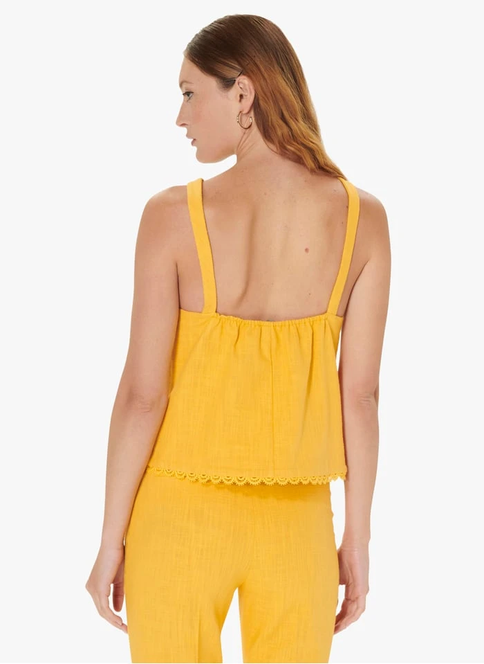 Tara Jarmon TINIA - Top Court à Bretelles En Coton | Jaune 2 Tara Jarmon TINIA - Top Court à Bretelles En Coton | Jaune – Image 2