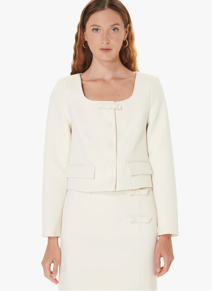 Tara Jarmon VERNIS - Veste Courte à Encolure Carrée | Blanc 1 Tara Jarmon VERNIS - Veste Courte à Encolure Carrée | Blanc