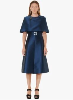 Tara Jarmon VALERIA - Cape Col Rond Satinée | Bleu