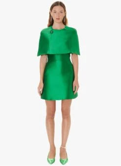 Tara Jarmon VALERIA - Cape Col Rond Satinée | Vert -Place 4030728