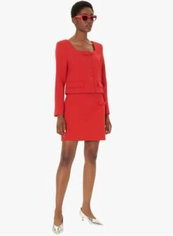 Tara Jarmon VERNIS - Veste Courte à Encolure Carrée | Rouge -Place 4030735