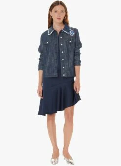 Tara Jarmon VALERIO - Veste Denim Cintrée à Col Claudine En Coton | Bleu 7 Tara Jarmon VALERIO - Veste Denim Cintrée à Col Claudine En Coton | Bleu -Place 4030739