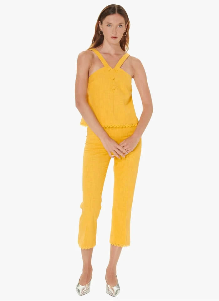 Tara Jarmon TINIA - Top Court à Bretelles En Coton | Jaune 4 Tara Jarmon TINIA - Top Court à Bretelles En Coton | Jaune – Image 4