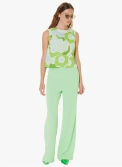 Tara Jarmon TEPEE - Top Col Rond Imprimé En Lin Mélangé | Vert -Place 4030756