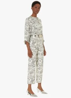 Tara Jarmon TABATA - Top Col Tunisien Imprimé | Blanc -Place 4030757