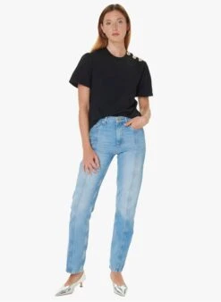 Tara Jarmon TAMPA - T-shirt Col Rond En Coton | Noir -Place 4030783